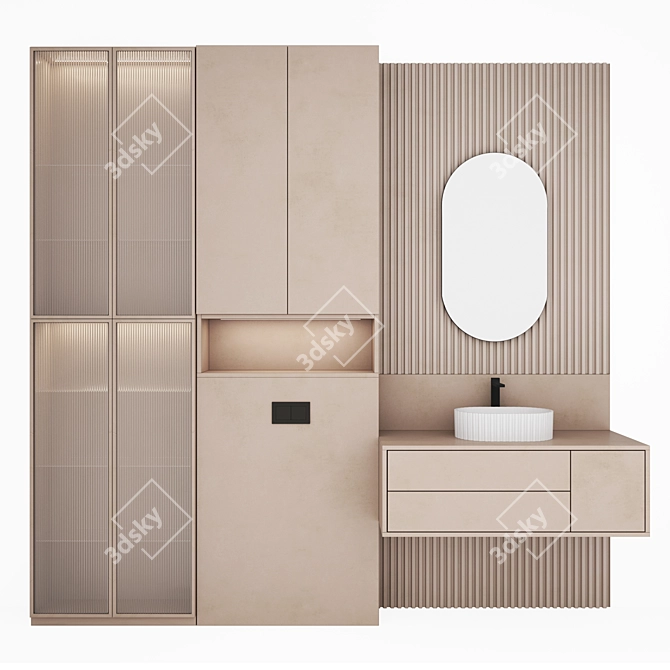 Bathroom Set with Sink Mirror 3D model image 1