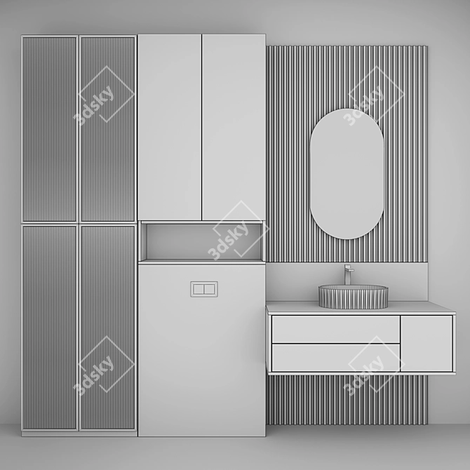 Bathroom Set with Sink Mirror 3D model image 2