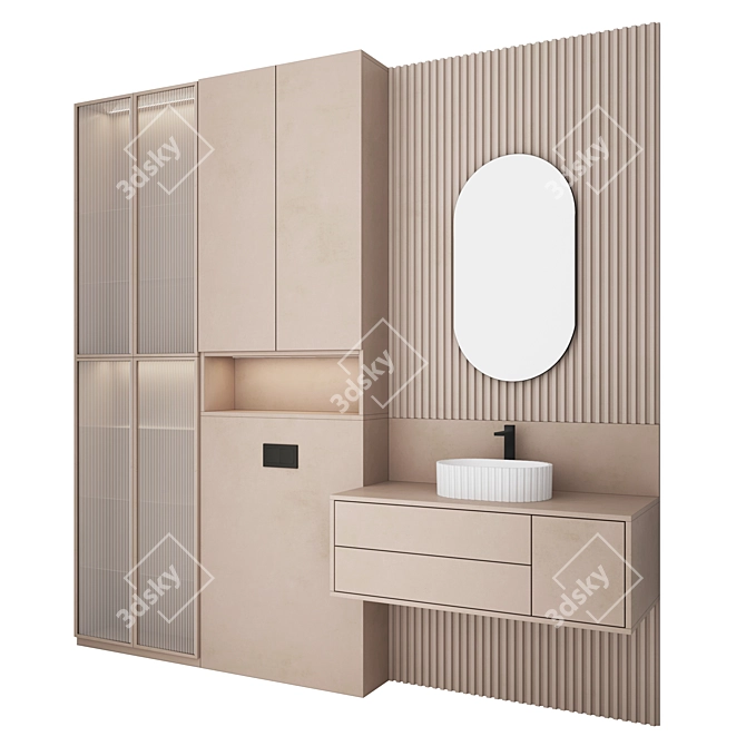 Bathroom Set with Sink Mirror 3D model image 3