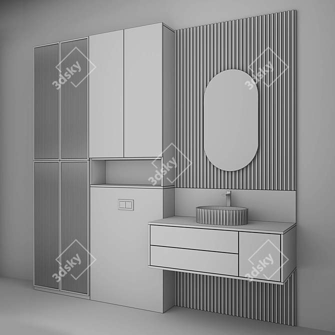 Bathroom Set with Sink Mirror 3D model image 4