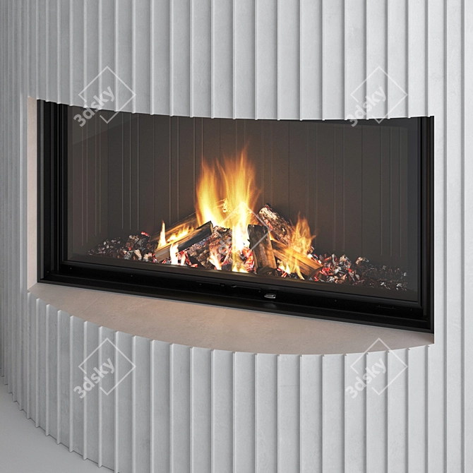 Impressive 3D Fireplace Wall Set 3D model image 5