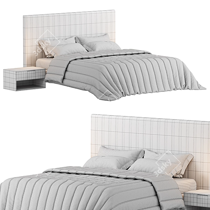 Elegant Bolzan Letti Bed Queen 3D model image 4