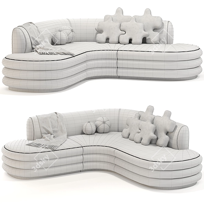 Contemporary Modular Dune Sectional Sofa 3D model image 16