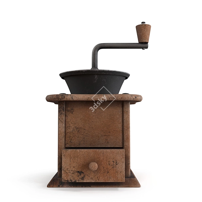 Antique Hand Crank Coffee Grinder 3D model image 3