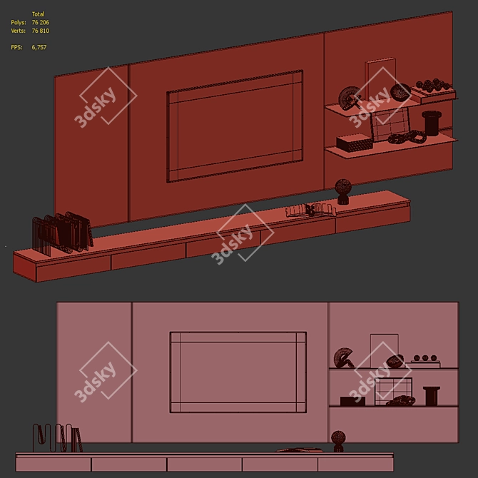 Title: Glowe TV Wall Zone 3D model image 6