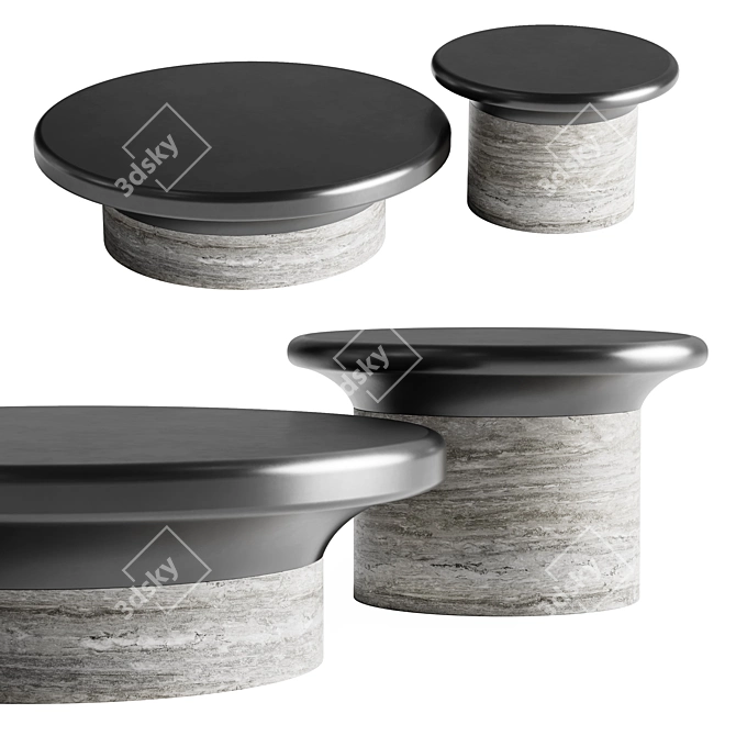 Modern Sleek ENNE Tables Set 3D model image 1