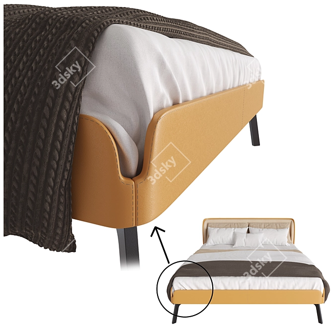 Modern Bolzan Letti Gabri Bed 3D model image 2