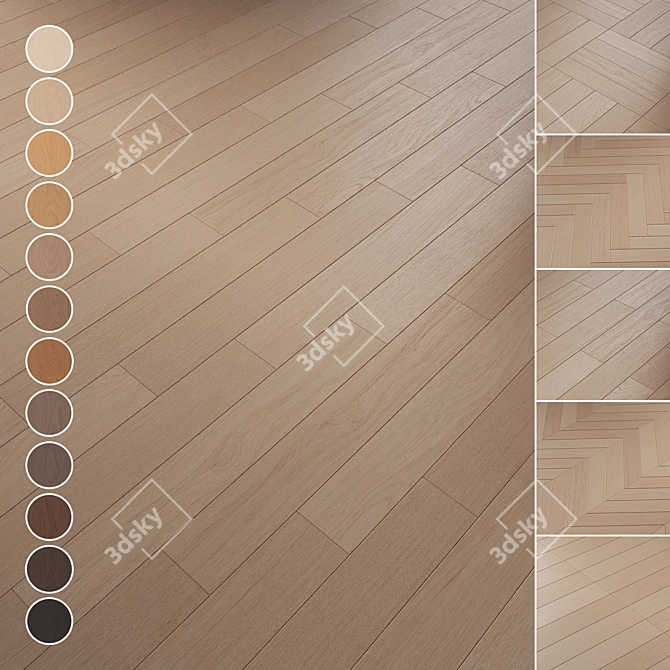 Oak Parquet Flooring Collection 3D model image 1