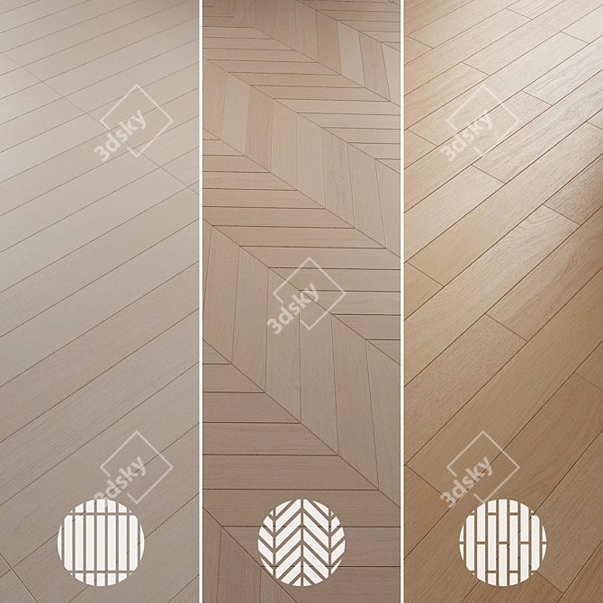 Oak Parquet Flooring Collection 3D model image 2