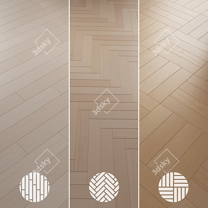 Oak Parquet Flooring Collection 3D model image 3