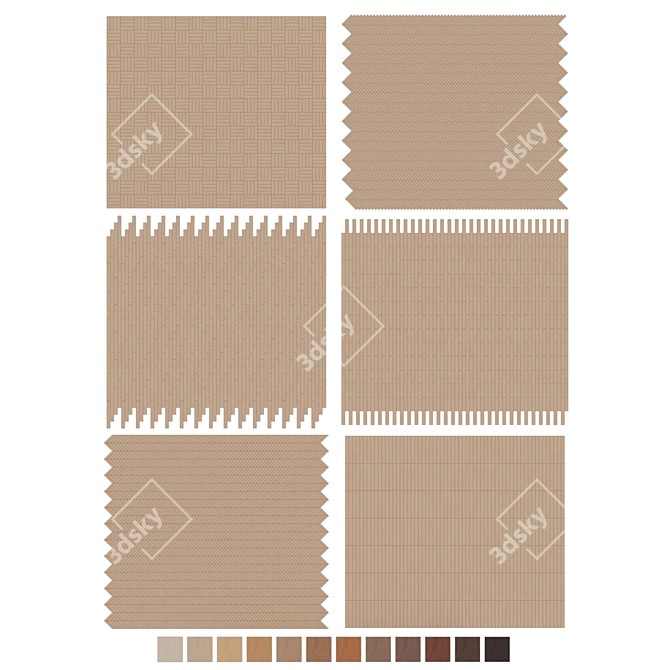 Oak Parquet Flooring Collection 3D model image 7