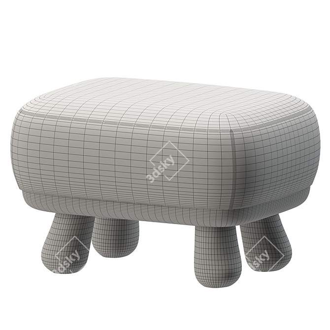 Luxurious Clifford Ottoman with Fur 3D model image 3