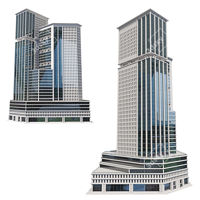 Urban Tower Glass Office Centre 3D model image 2