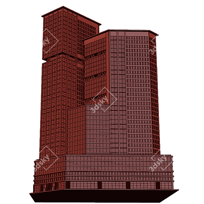 Urban Tower Glass Office Centre 3D model image 7