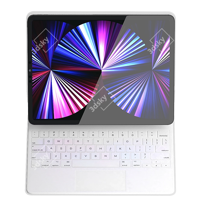 Sleek White iPad Pro Keyboard 3D model image 4