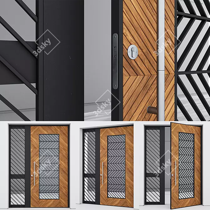 Sleek Aluminium Door 195 3D model image 3