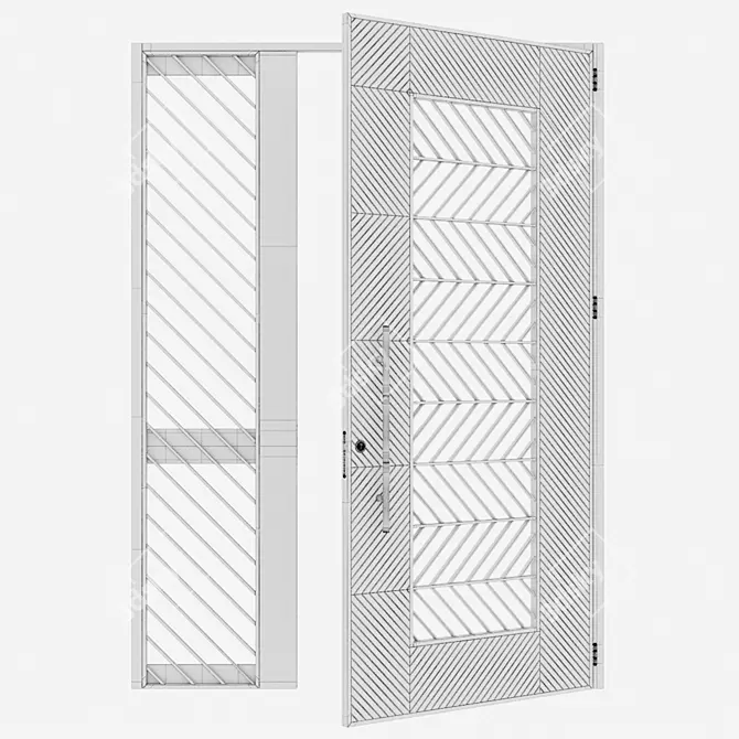 Sleek Aluminium Door 195 3D model image 4