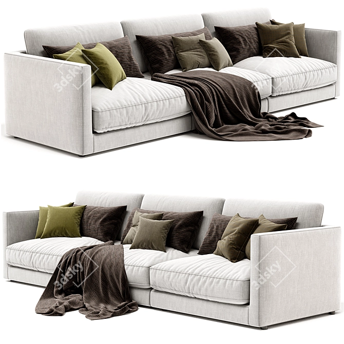 Elegant Blanche Katarina 3-Seater Sofa 3D model image 1