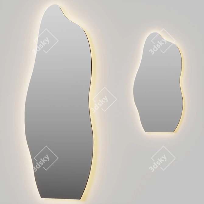 Modern Asymmetrical Ginevra Accent Mirror 3D model image 1