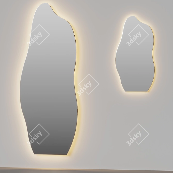 Modern Asymmetrical Ginevra Accent Mirror 3D model image 2