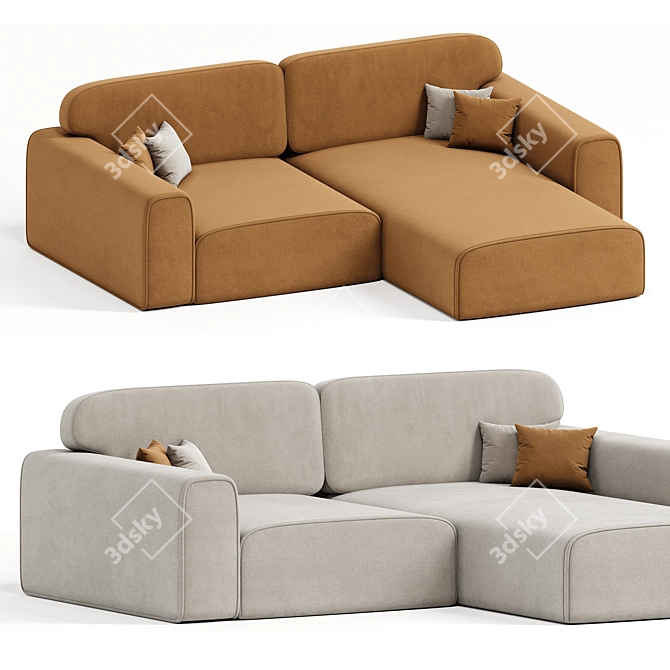 Viena Corner Sofa in Velvet 3D model image 1