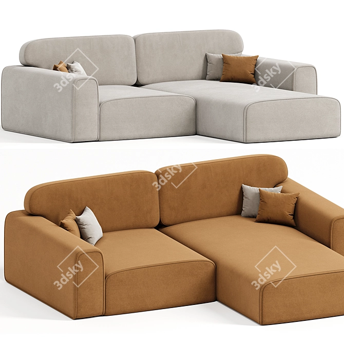 Viena Corner Sofa in Velvet 3D model image 2