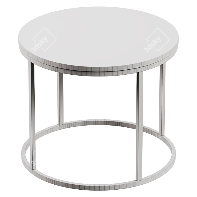 Industrial Round Wood Metal Table 3D model image 3