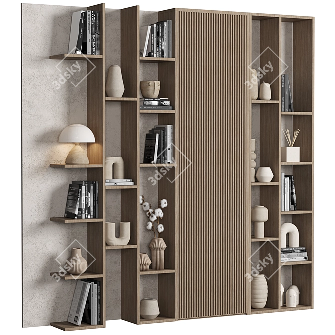 Modular Bookcase with High-Quality Textures 3D model image 2