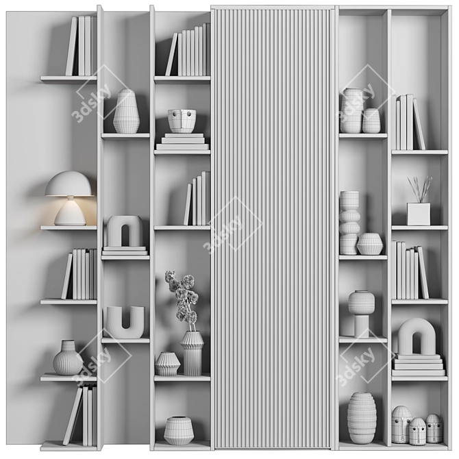 Modular Bookcase with High-Quality Textures 3D model image 4