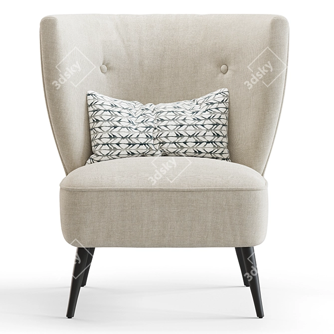 Retro Linen Accent Chair 3D model image 2