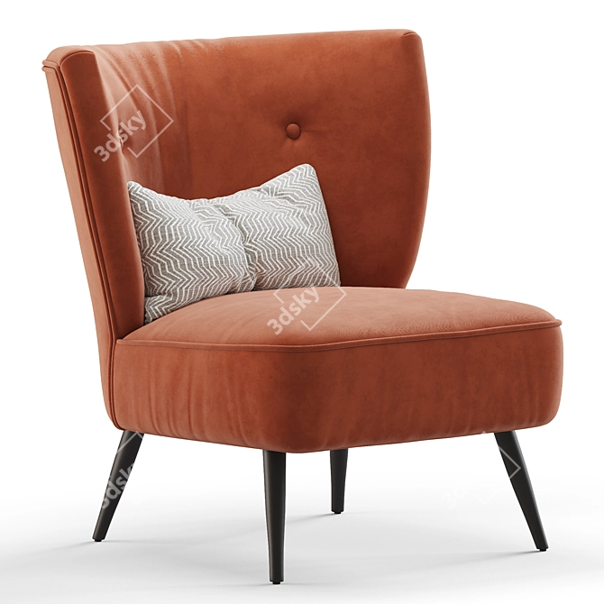 Retro Linen Accent Chair 3D model image 3