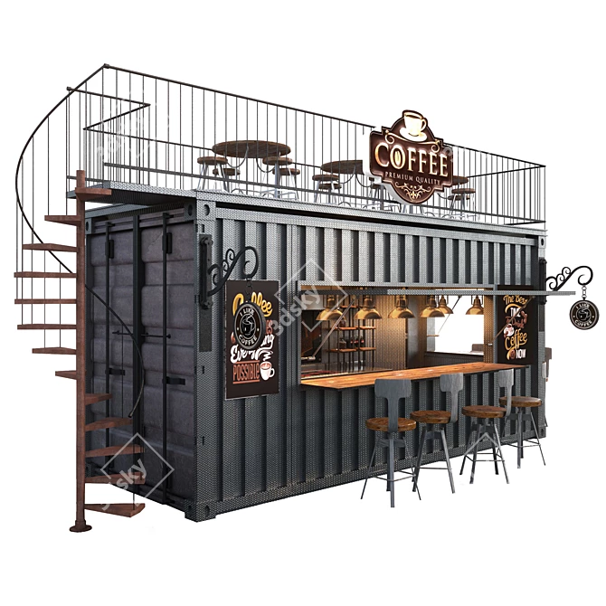 Urban Brew Box Café 3D model image 5