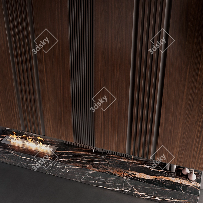 Rustic Fireplace Wall Marble Composition 3D model image 7