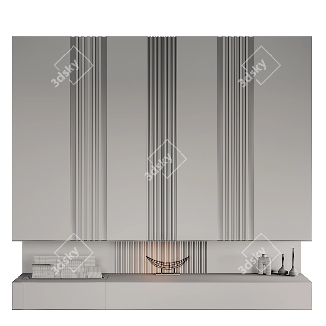 Rustic Fireplace Wall Marble Composition 3D model image 8