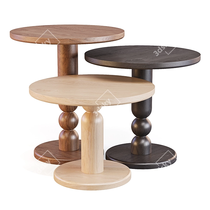 Bla Station Turn Tables - Solid Wood 3D model image 1