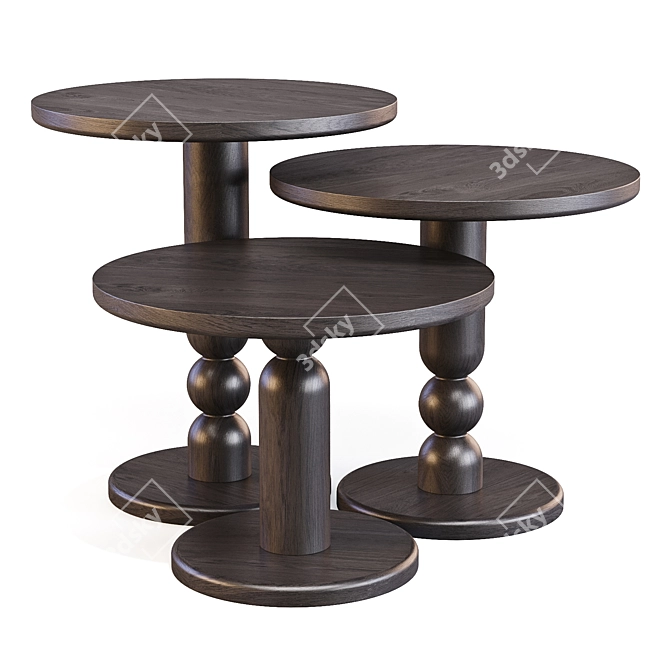 Bla Station Turn Tables - Solid Wood 3D model image 2