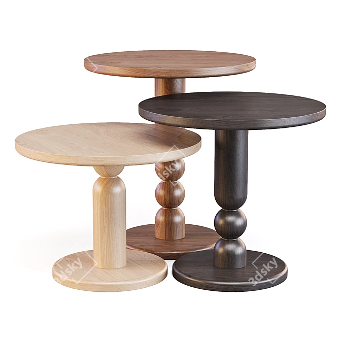 Bla Station Turn Tables - Solid Wood 3D model image 3