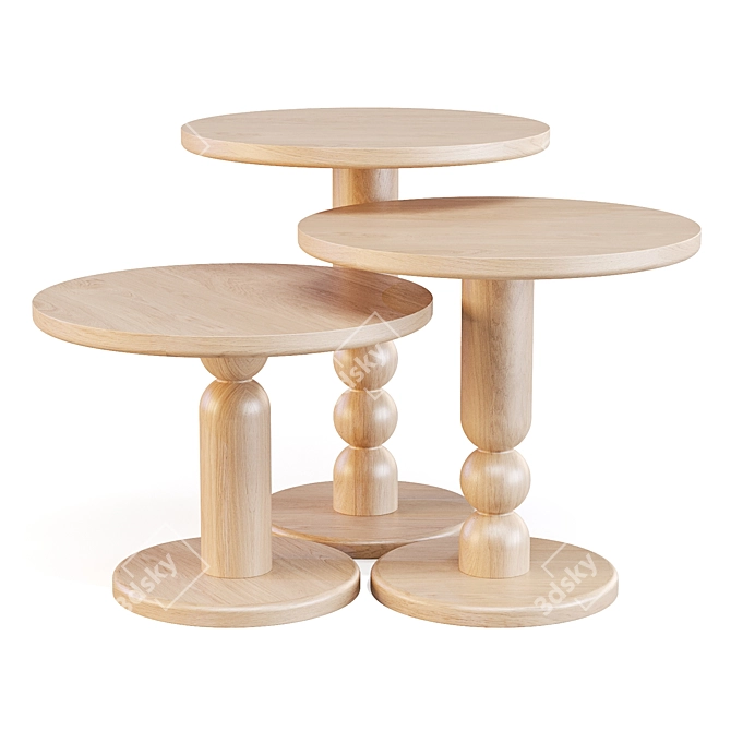 Bla Station Turn Tables - Solid Wood 3D model image 4