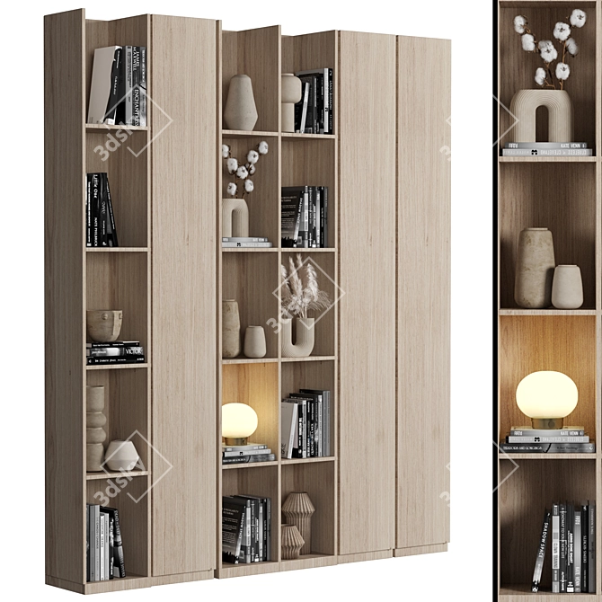 Modular Bookcase Shelf Set synergistically 3D model image 1