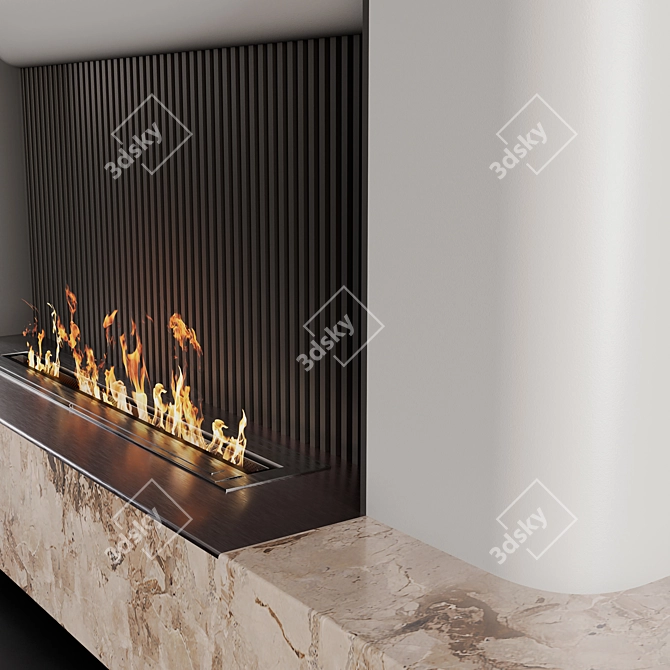 Contemporary Fireplace Wall with Marble 3D model image 2