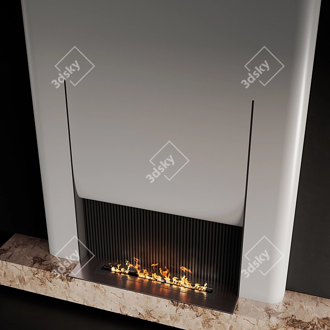 Contemporary Fireplace Wall with Marble 3D model image 4