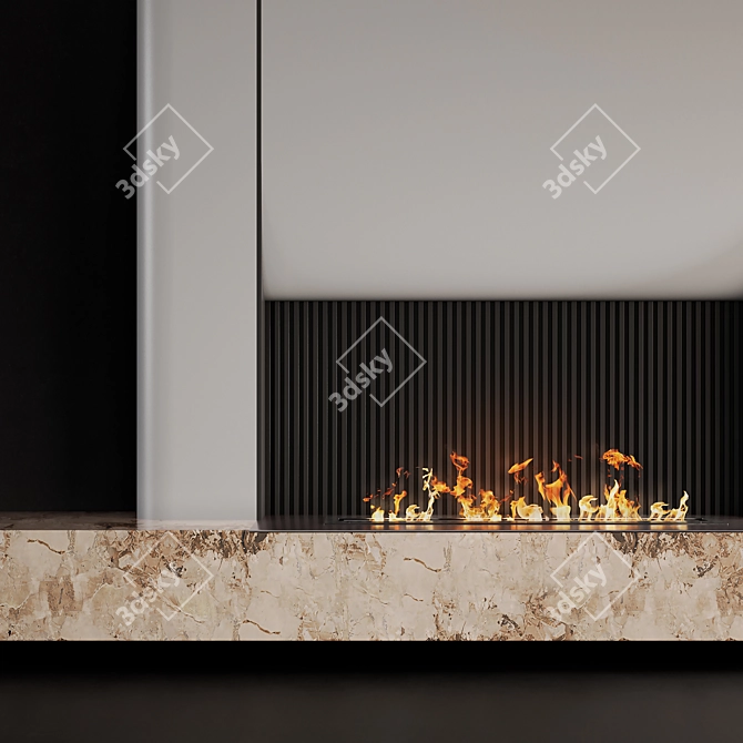 Contemporary Fireplace Wall with Marble 3D model image 5