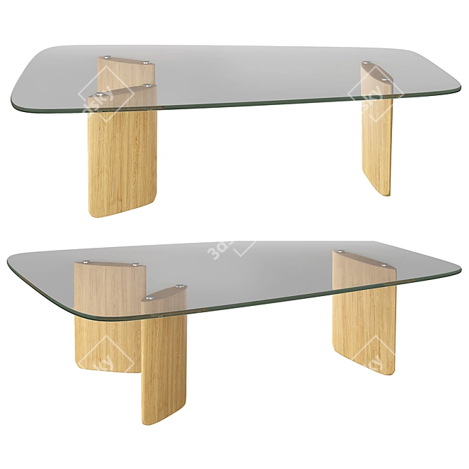 Nella Oak Coffee Table by La Redoute 3D model image 1