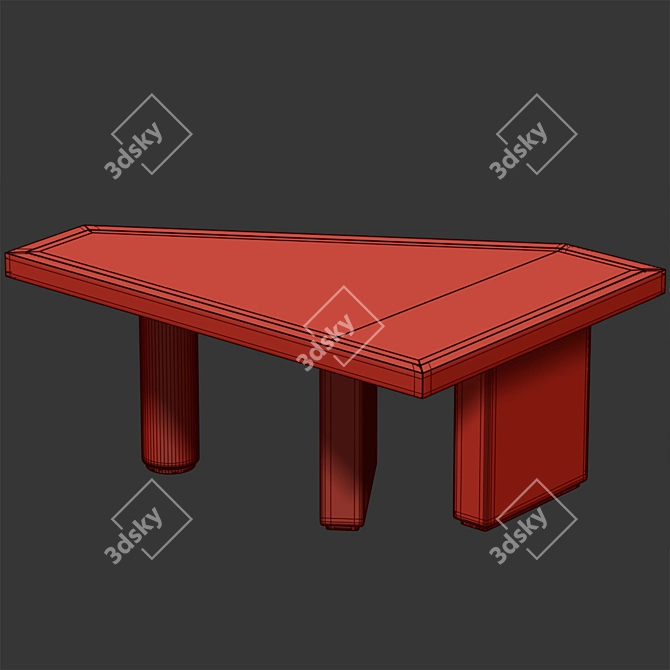 Marble-Top Brushed Oak Side Table 3D model image 2