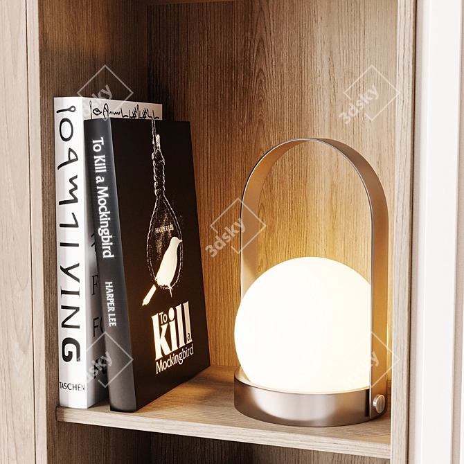 Modern Wood Bookshelf Organizer Stand 3D model image 3