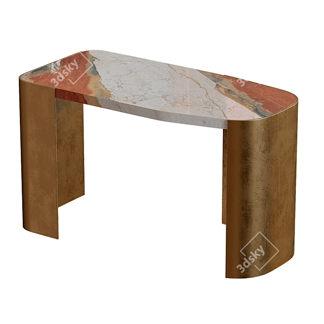 Marble & Bronze Side Table 3D model image 1