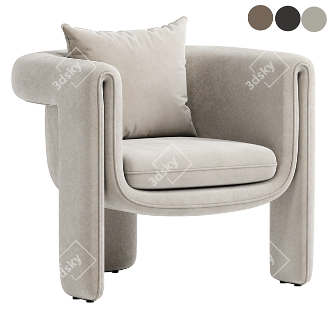 Bohemian Henna Fabric Armchair 3D model image 1