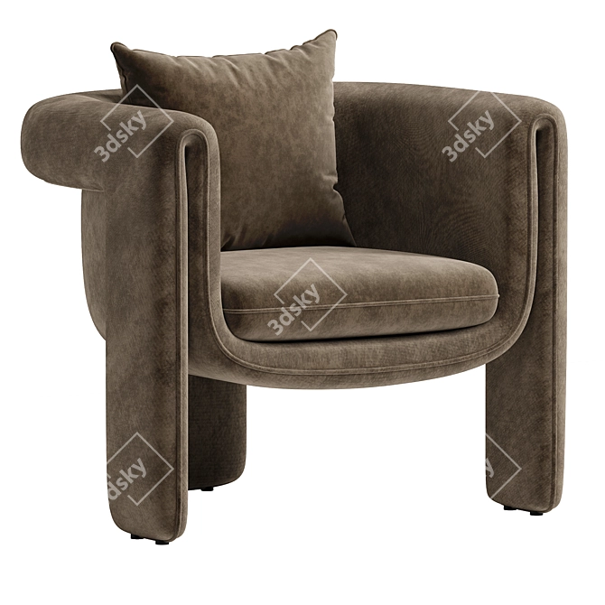 Bohemian Henna Fabric Armchair 3D model image 2