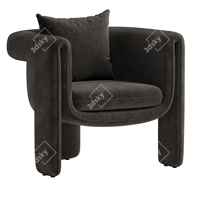 Bohemian Henna Fabric Armchair 3D model image 4