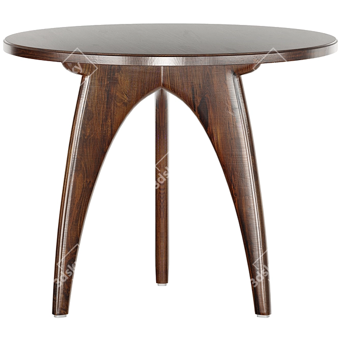 Italian Oak Circular Side Table 3D model image 1